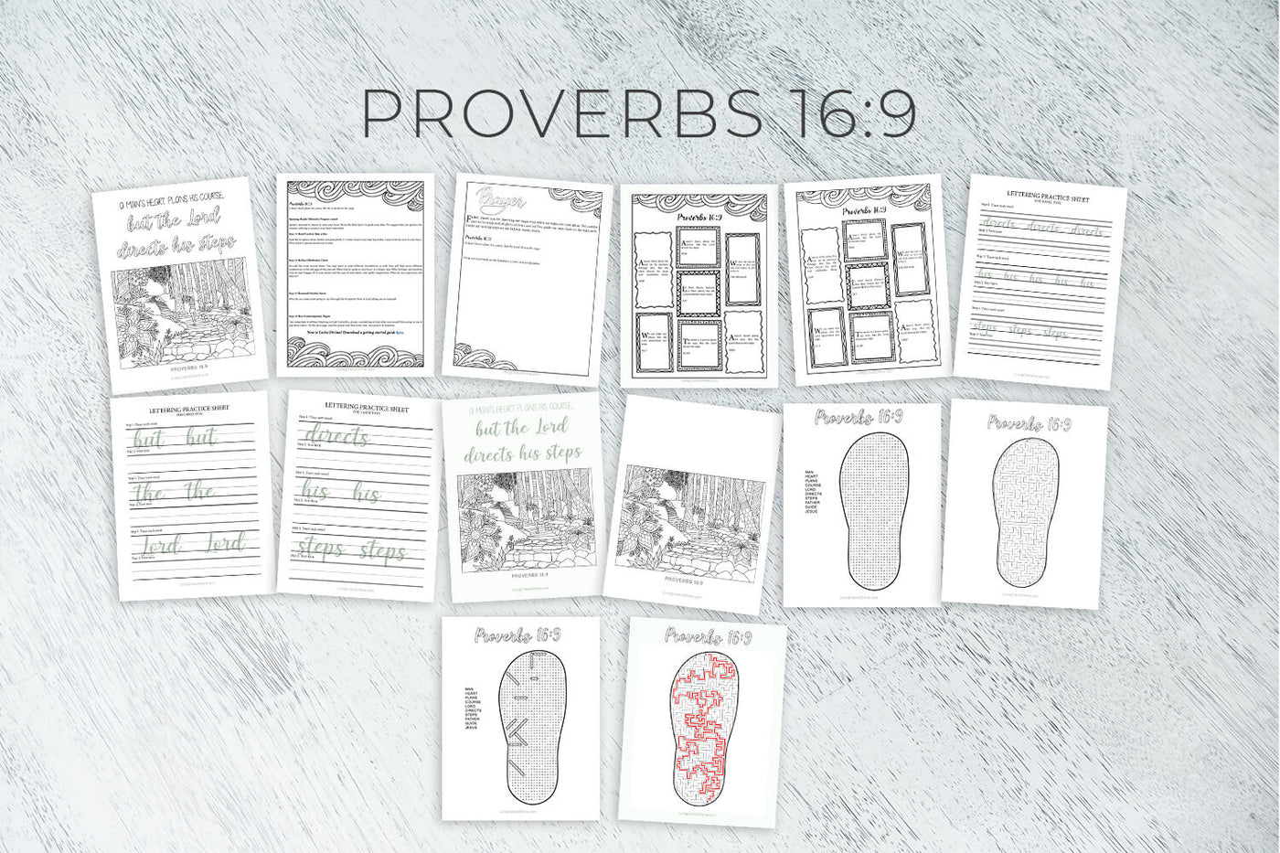 Scripture Printable Bundle #11 (Proverbs 16:9)