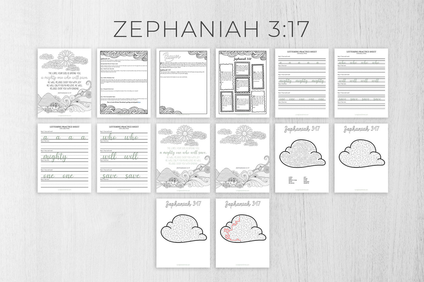 Scripture Printable Bundle #18 (Zephaniah 3:17)