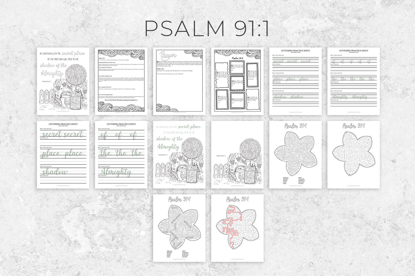 Scripture Printable Bundle #25 (Psalm 91:1)