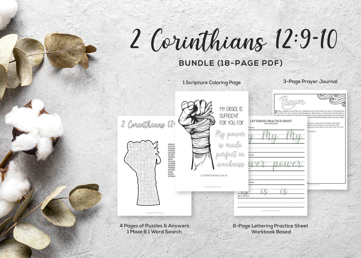 Scripture Printable Bundle #20 (2 Corinthians 12:9-10)
