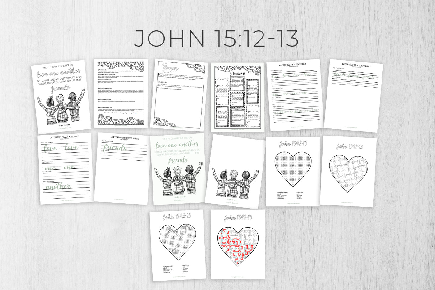 Scripture Printable Bundle #7 (John 15:12-13)